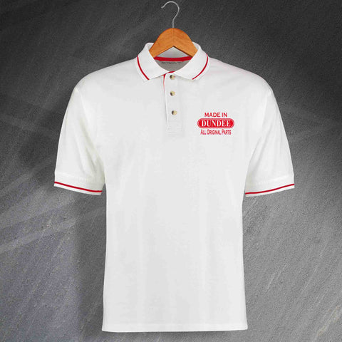 Made In Dundee All Original Parts Unisex Embroidered Contrast Polo Shirt