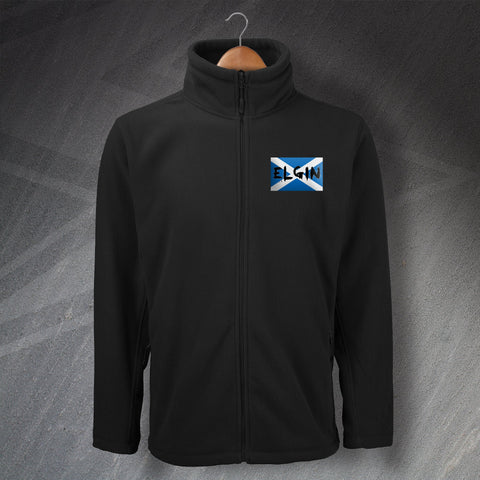 Elgin Football Fleece Embroidered Grunge Flag of Scotland
