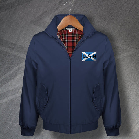 Elgin Grunge Flag of Scotland Embroidered Harrington Jacket