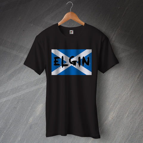Elgin Football T-Shirt Grunge Flag of Scotland