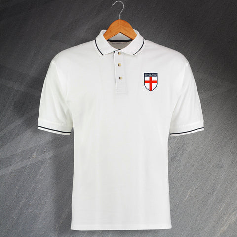 England Polo Shirt Embroidered Contrast Flag of England Shield
