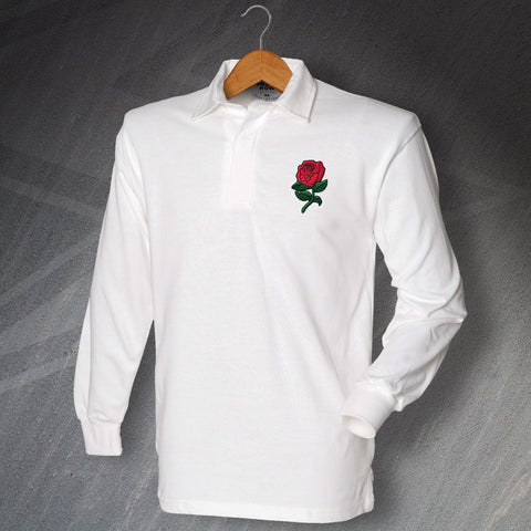 Retro England Rugby Embroidered Long Sleeve Rugby Shirt