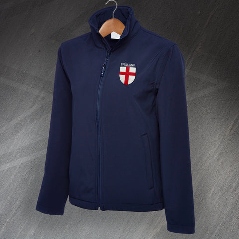 Flag of England Shield Embroidered Full Zip Softshell Jacket