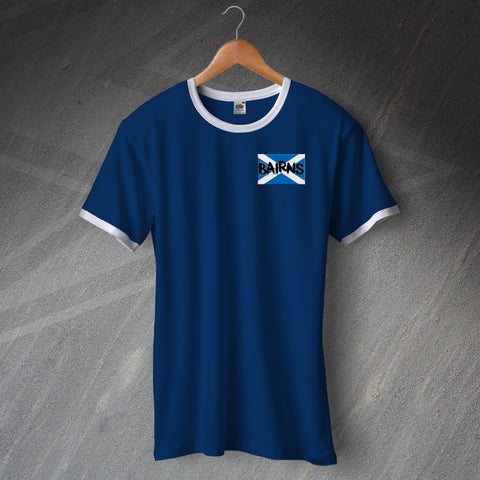Falkirk Football Shirt Embroidered Ringer Bairns Grunge Flag of Scotland