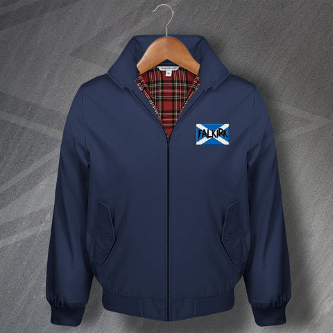 Falkirk Grunge Flag of Scotland Embroidered Harrington Jacket