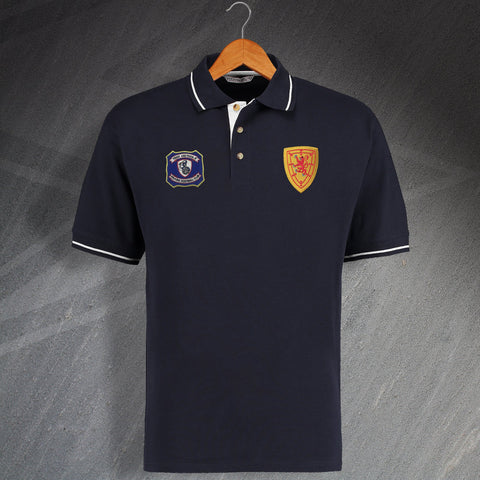 Falkirk Football Polo Shirt Embroidered Contrast 1957 & 1879 Scotland National Team Badge