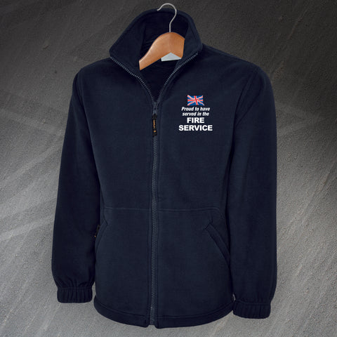 Proud to Have Served in The Fire Service Embroidered Premium Full Zip Fleece