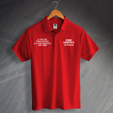 Fire Service Polo Shirt Printed Personalised Veteran