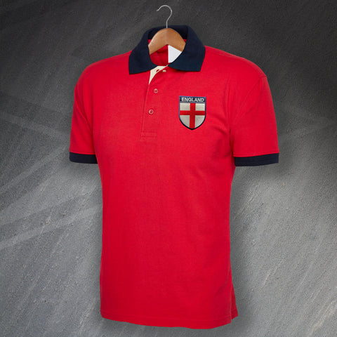 Flag of England Shield Tricolour Polo Shirt