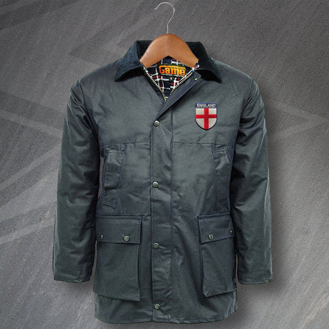 Flag of England Shield Embroidered Padded Wax Jacket