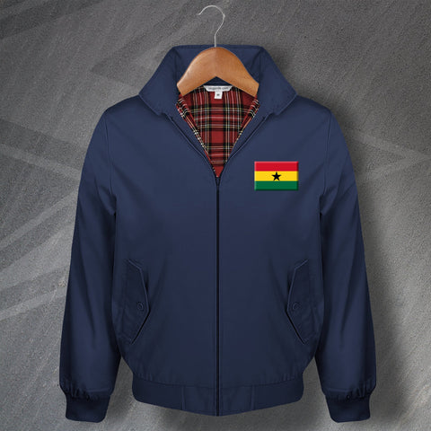 Ghana Harrington Jacket Embroidered Flag of Ghana