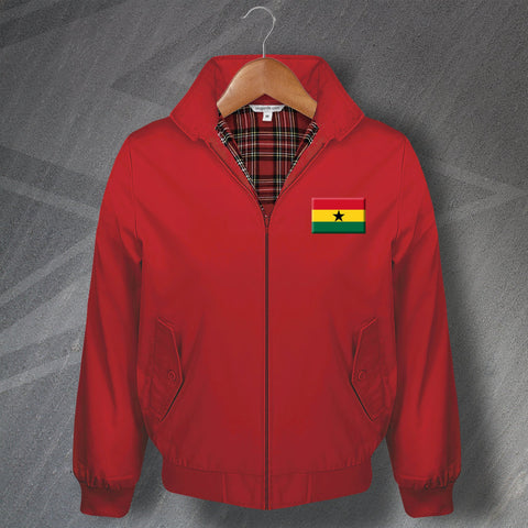Ghana Football Harrington Jacket Embroidered Flag of Ghana