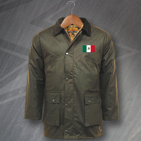 Mexico Wax Jacket Embroidered Padded Flag of Mexico