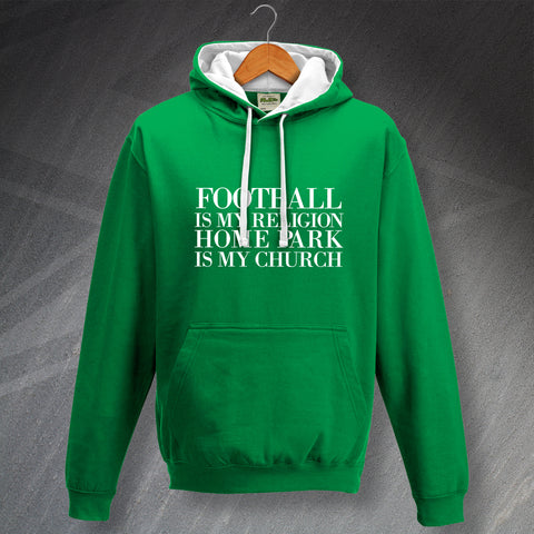Plymouth Football Hoodie Contrast Football is My Religion Home Park is My Church