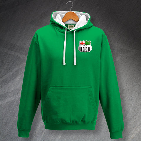 Forest Green Football Hoodie Embroidered Contrast 1975