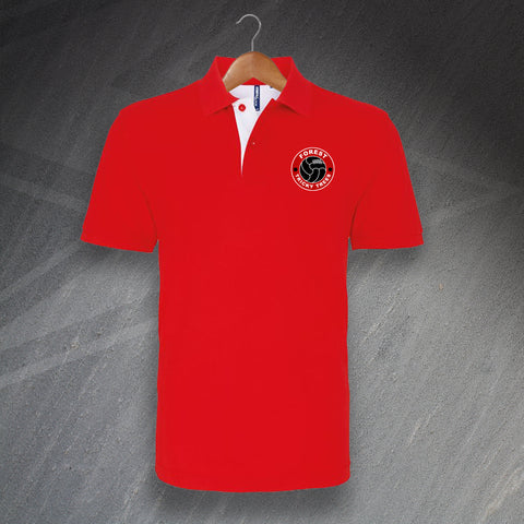 Nottingham Forest Football Polo Shirt Embroidered Classic Fit Contrast Old School Ball