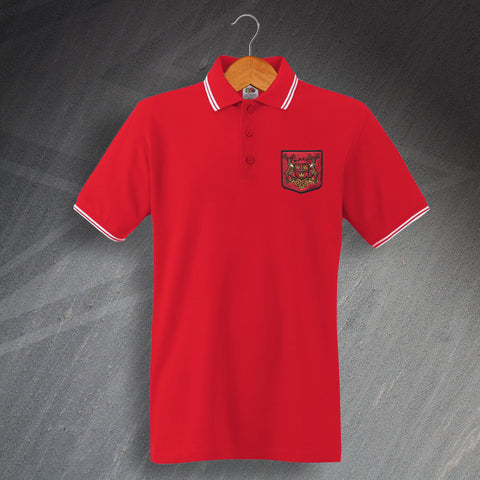 Retro Nottm Forest 1970 Shield Embroidered Tipped Polo Shirt
