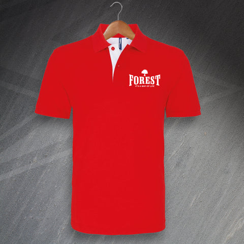 Forest It's a Way of Life Embroidered Classic Fit Contrast Polo Shirt