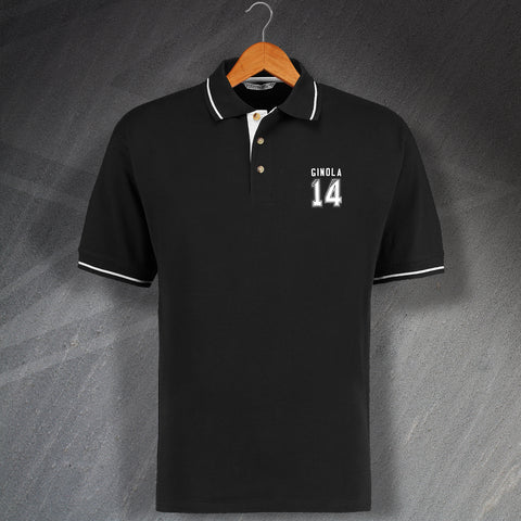 Newcastle Football Polo Shirt Embroidered Contrast Ginola 14