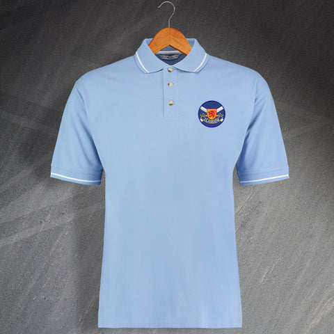 Glasgow Saltire Contrast Polo Shirt with Embroidered Roundel Badge