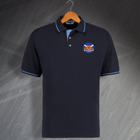 Glasgow Saltire Contrast Polo Shirt with Embroidered Roundel Badge