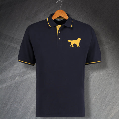 Golden Retriever Polo Shirt Embroidered Contrast