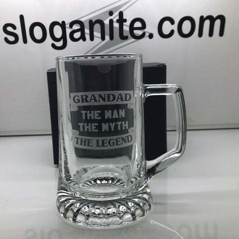 Grandad Glass Tankard Engraved The Man The Myth The Legend