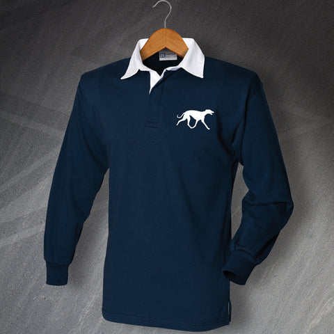 Greyhound Embroidered Long Sleeve Rugby Shirt