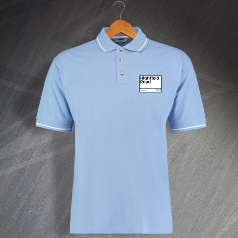 Coventry Football Polo Shirt Embroidered Contrast Highfield Road