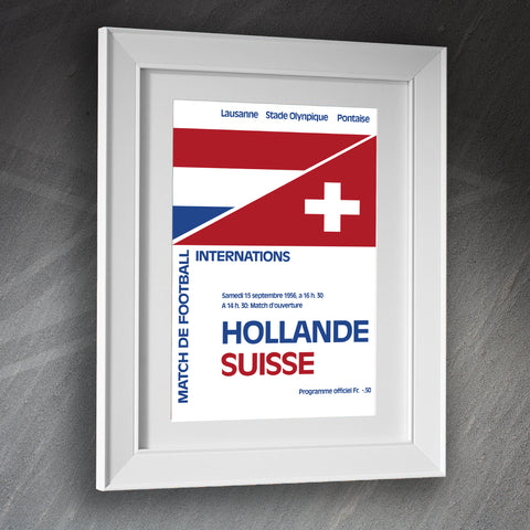 Switzerland Football Framed Print Programme Netherlands vs Switzerland 1956