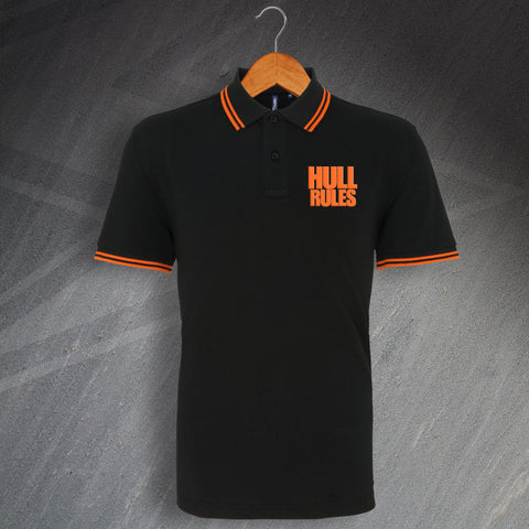 Hull Football Polo Shirt Embroidered Tipped Hull Rules