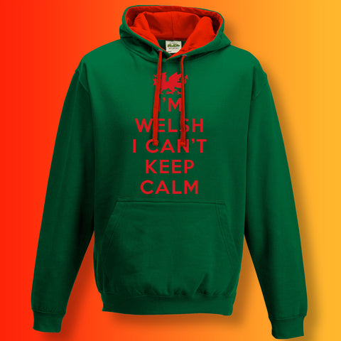 I'm Welsh I Can't Keep Calm Contrast Hoodie