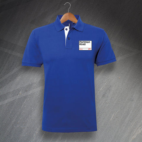 Ipswich Football Polo Shirt Embroidered Classic Fit Contrast Portman Road IP1