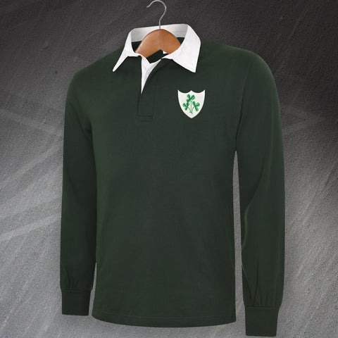 Retro Ireland Rugby 1871 Embroidered Long Sleeve Rugby Shirt