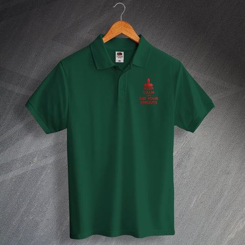 Christmas Polo Shirt Printed Keep Calm and Eat Your Sprouts