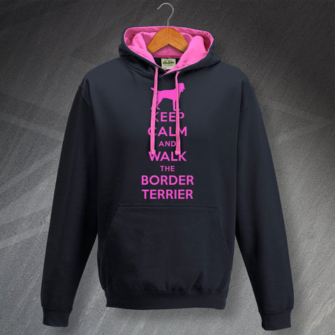 Keep Calm and Walk The Border Terrier Unisex Contrast Hoodie