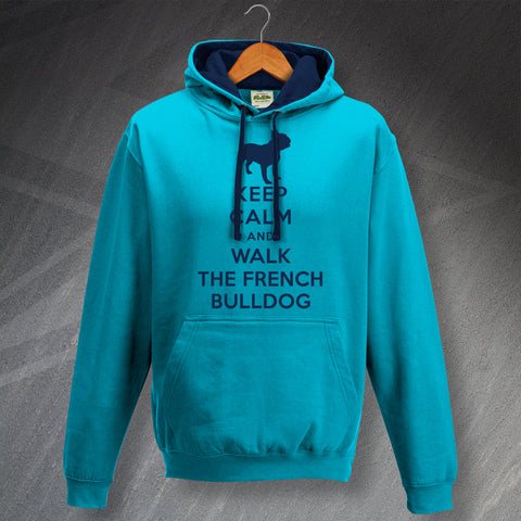 Keep Calm and Walk The French Bulldog Unisex Contrast Hoodie