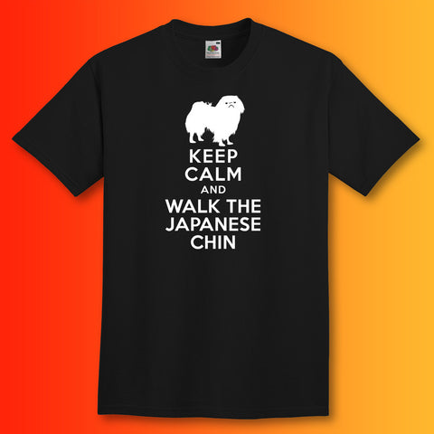 Keep Calm and Walk The Japanese Chin T-Shirt Black