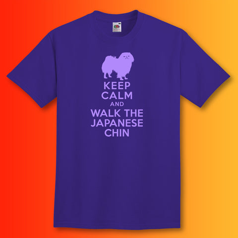 Keep Calm and Walk The Japanese Chin T-Shirt Purple