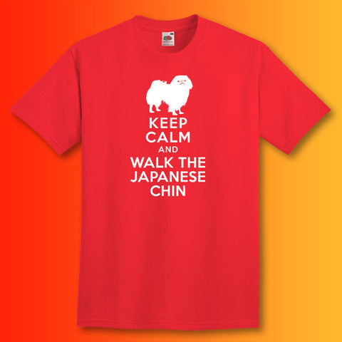 Keep Calm and Walk The Japanese Chin T-Shirt Red