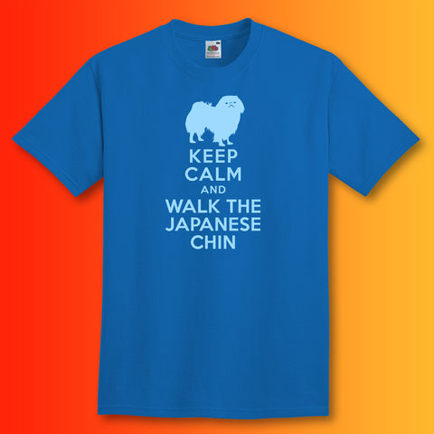 Keep Calm and Walk The Japanese Chin T-Shirt Royal Blue