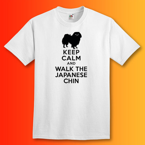 Keep Calm and Walk The Japanese Chin T-Shirt White