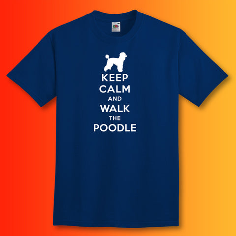 Keep Calm and Walk The Poodle T-Shirt Navy