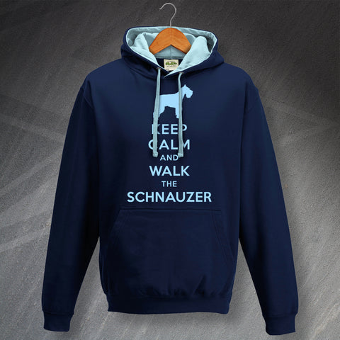 Keep Calm and Walk The Schnauzer Unisex Contrast Hoodie