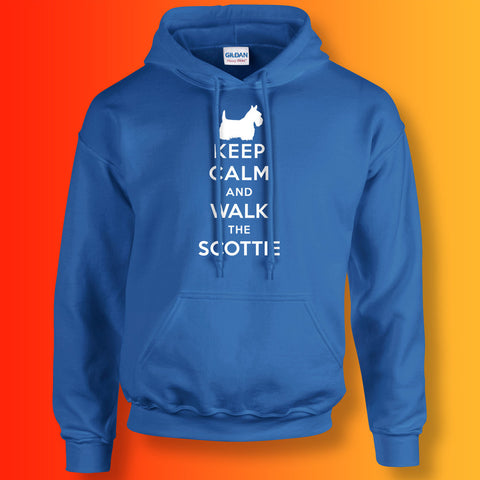 Keep Calm and Walk The Scottie Hoodie Royal Blue
