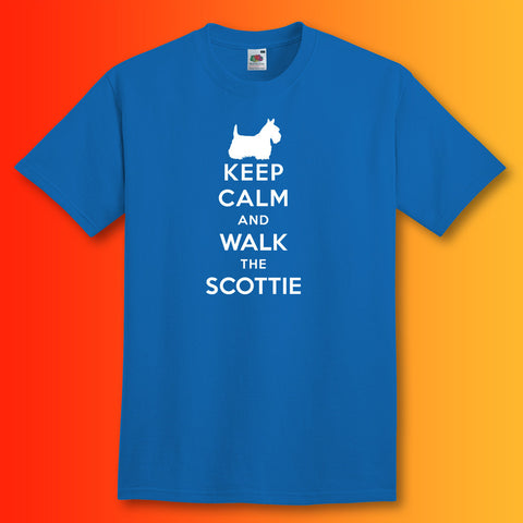Keep Calm and Walk The Scottie T-Shirt Royal Blue