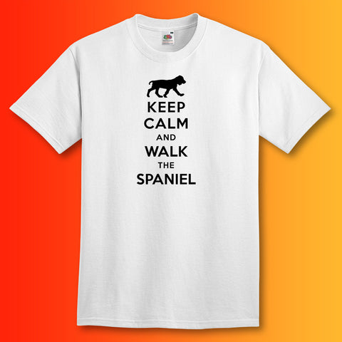 Keep Calm and Walk The Spaniel T-Shirt White