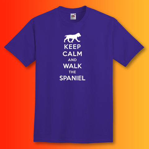 Keep Calm and Walk The Spaniel T-Shirt Purple