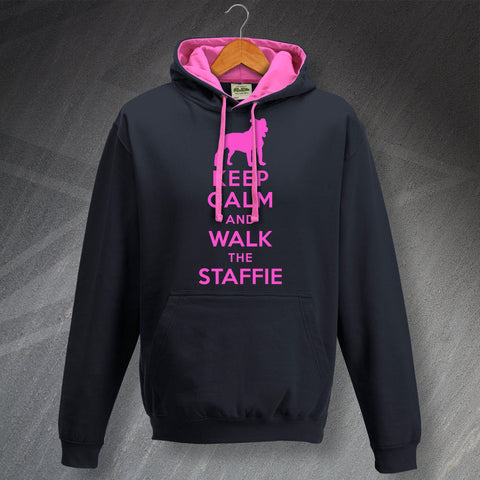 Staffordshire Bull Terrier Hoodie Contrast Keep Calm and Walk The Staffie
