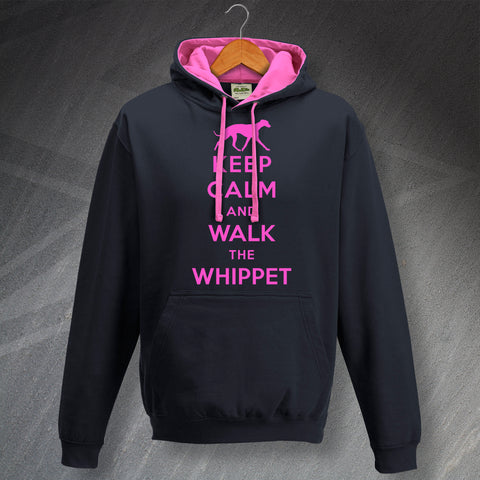 Whippet Hoodie Contrast Keep Calm and Walk The Whippet